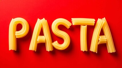 word pasta on red background 