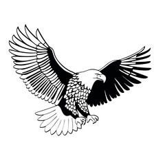 eagle outline vector icon on white back round