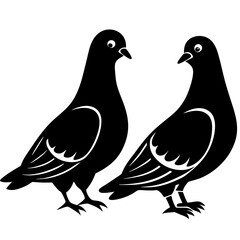 Two Pigeons Silhouette Vector Illustration