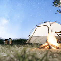 camping in the tent