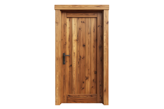 Inviting rustic wooden door beckons promising warmth and untold stories of home within on transparent background