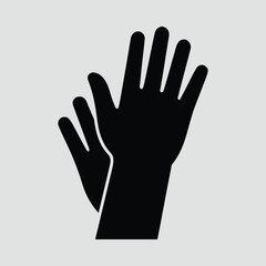 Silhouette hands showing five fingers flat black Vector illustration