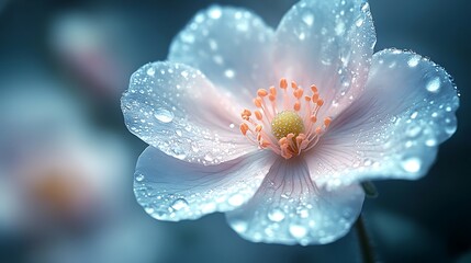 Fototapeta premium Delicate white flower with water droplets