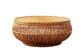 Exquisite handcrafted rattan basket showcases nature s artistry perfect for elegant home d cor on transparent background
