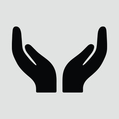 Silhouette of cupped hands symbol of caring hope vector illustration
