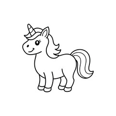 A cute unicorn with a smiling face a small horn