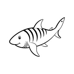 A coloring page of an zebra shark with no color ju