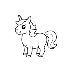 A cute unicorn with a smiling face a small horn 