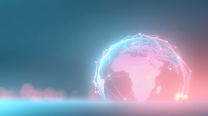 Digital globe with network connections and glow.