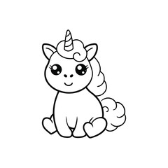 Cute chubby baby unicorn with big innocent eye