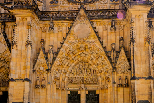 Gothic architecture of St. Vitus Cathedral in Prague Castle