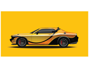 Customizable Yellow and Black Muscle Car Design Side