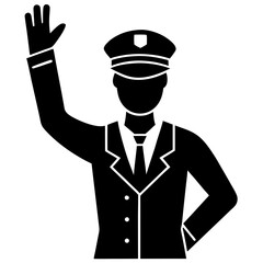 police officer vector silhouette on white background