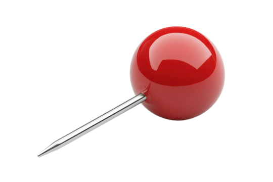 A vivid red pin poised against the inky expanse symbolizing precision and direction with on transparent background
