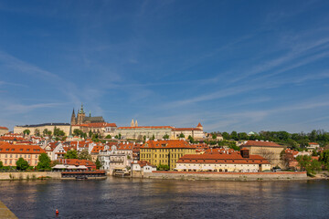 Fototapeta premium Prague Castle and St. Vitus Cathedral above Vltava River