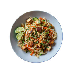 Delicious Tofu Pad Thai with Lime Wedges