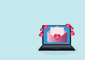 Laptop with e mail. Email notification sign, business concept
