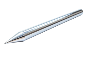 A sleek futuristic chrome stylus poised for digital creation symbolizing innovation and on transparent background