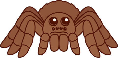 Cute cartoon tarantula spider drawing. Isolated vector clipart illustration.