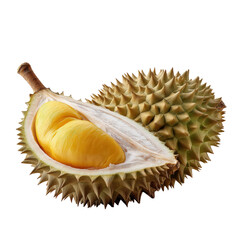 Obraz premium Durian The King of Fruits with Unique Flavor and Rich Nutrients on isolated background, generative ai 