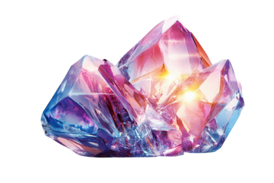 A radiant geode crystal shimmering with the promise of new beginnings and dreams bathed in on transparent background