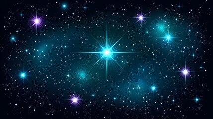 Obraz premium Stunning Teal Night Sky with Bright Stars and Galaxy