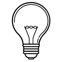 light bulb vector icon simple black outline on white background.