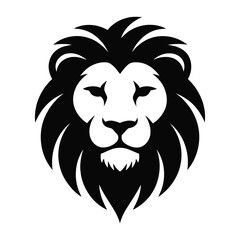 Fototapeta premium Black and White Stylized Lion Head Vector Graphic Majestic Animal Portrait Wildcat Image