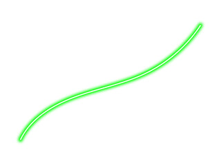 Abstract glowing green curve line on transparent background png shiny line, bright design element