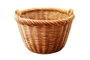 A handcrafted wicker basket evoking rustic charm and timeless traditions with its warm on transparent background