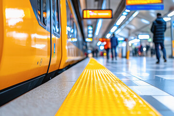 A train at a station highlighting public transport accessibility for passengers with a focus on urban mobility solutions