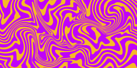 Set of Wavy Seamless Trippy Patterns in Psychedelic Colors. Abstract Vector Swirl Backgrounds. 1970 Aesthetic Textures with Flowing Waves