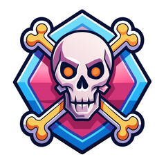 Jolly Roger skull and crossbones pirate symbol with danger and death warning