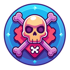 Skull and crossbones pirate flag symbol with danger and poison warning