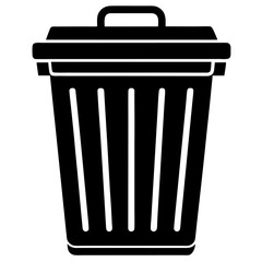 Bin icon Black silhouette on  withe background