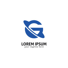 Letter G Space Logo, Futuristic Planet Ring Inspired Symbol.