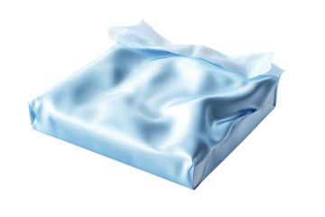 A calming blue gift neatly wrapped with care embodying thoughtfulness and anticipation with a on transparent background