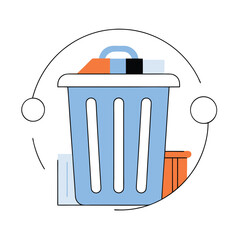 Trash bin garbage icon in comic style trash bucket vector cartoon illustration pictogram garbage basket business concept splash effect