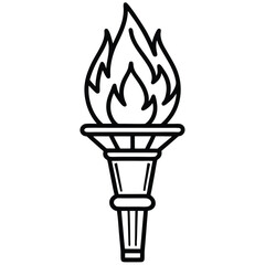 Torch flame icon black line art vector logo
