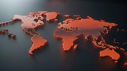 Dotted orange world map displayed on a dark grey background showing continents like Africa Europe Asia and the Americas
