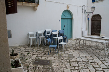 stack of chairs in Italian square