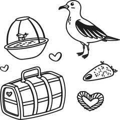 A colorful vector cartoon illustration set of birds, perfect for animal and travel designs