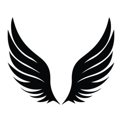 Obraz premium Feathered wings vector illustration featuring an eagle or angel symbol design, perfect for tattoos or logos