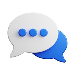 3D icon set on white background.  Chat 3d icon. Blue and white icon isolated