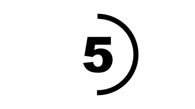 10 seconds  countdown animated charging circle animation 10 seconds countdown with circle on white background. progress bar in the form of a black circle with changing numbers from 10 to 0.