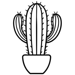 Cactus line art vector
