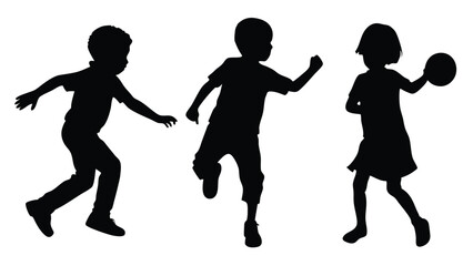 Black silhouette of Children's Play isolated on white background