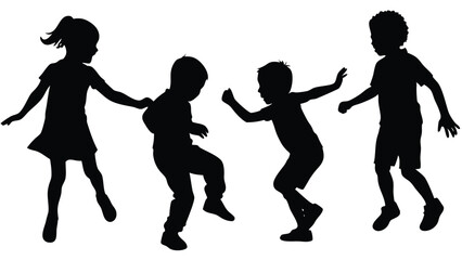Fototapeta premium Black silhouette of Children's Play isolated on white background