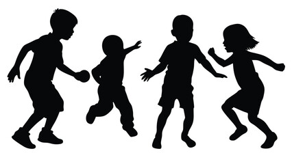 Black silhouette of Children's Play isolated on white background