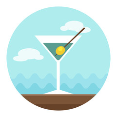 Martini. Cocktail icon. Summer. Vacation